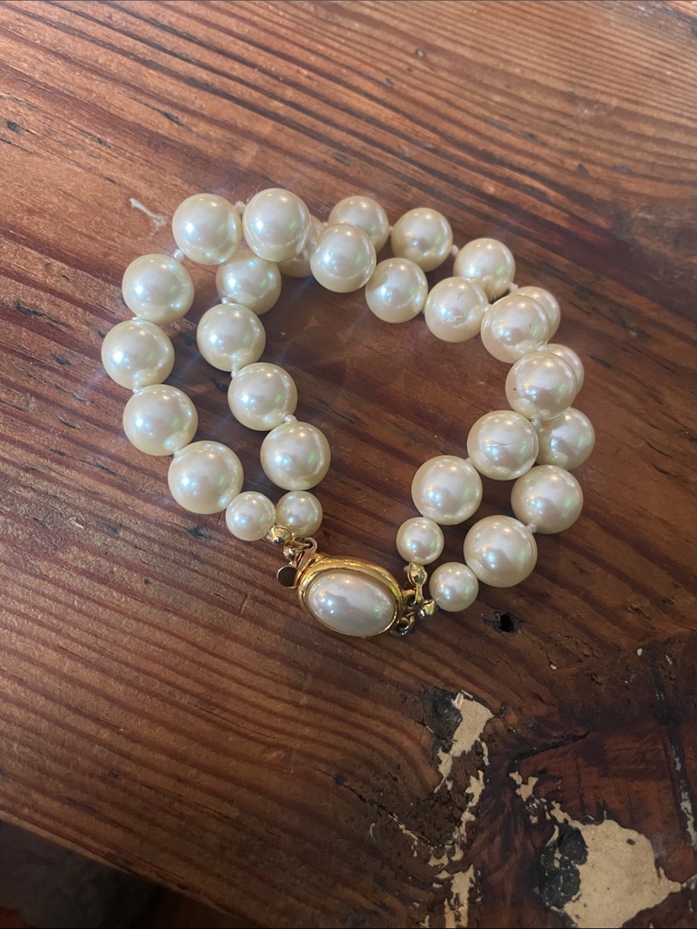 Carolee Double-Strand Pearl Bracelet in Ivory with Gold Clasp